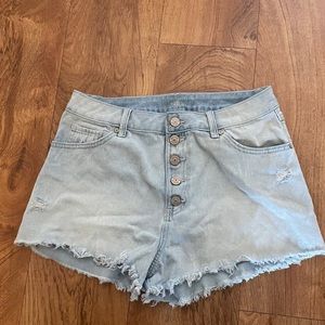 High Rise Light Wash Denim Shorts